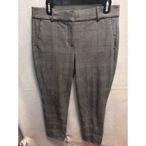 J.CREW Cameron Plaid Straight Leg Ankle Pants Women Gray Blue Career Office Sz 8